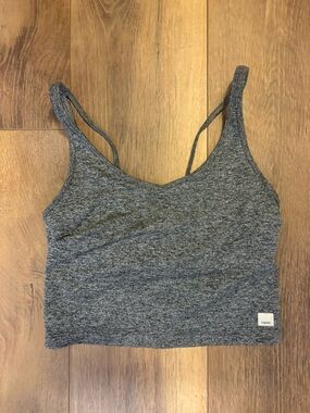 Vuori Gray Double-Strap Cropped Tank